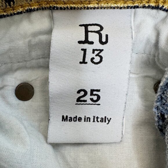 R13 Boy Straight Jeans Size 25 – Stretch Gold Indigo, Mid-Rise Cropped Straight - Picture 11 of 13